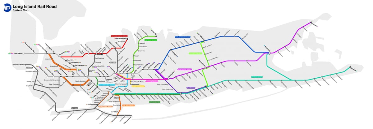 ロングアイランドの鉄道駅マップ
